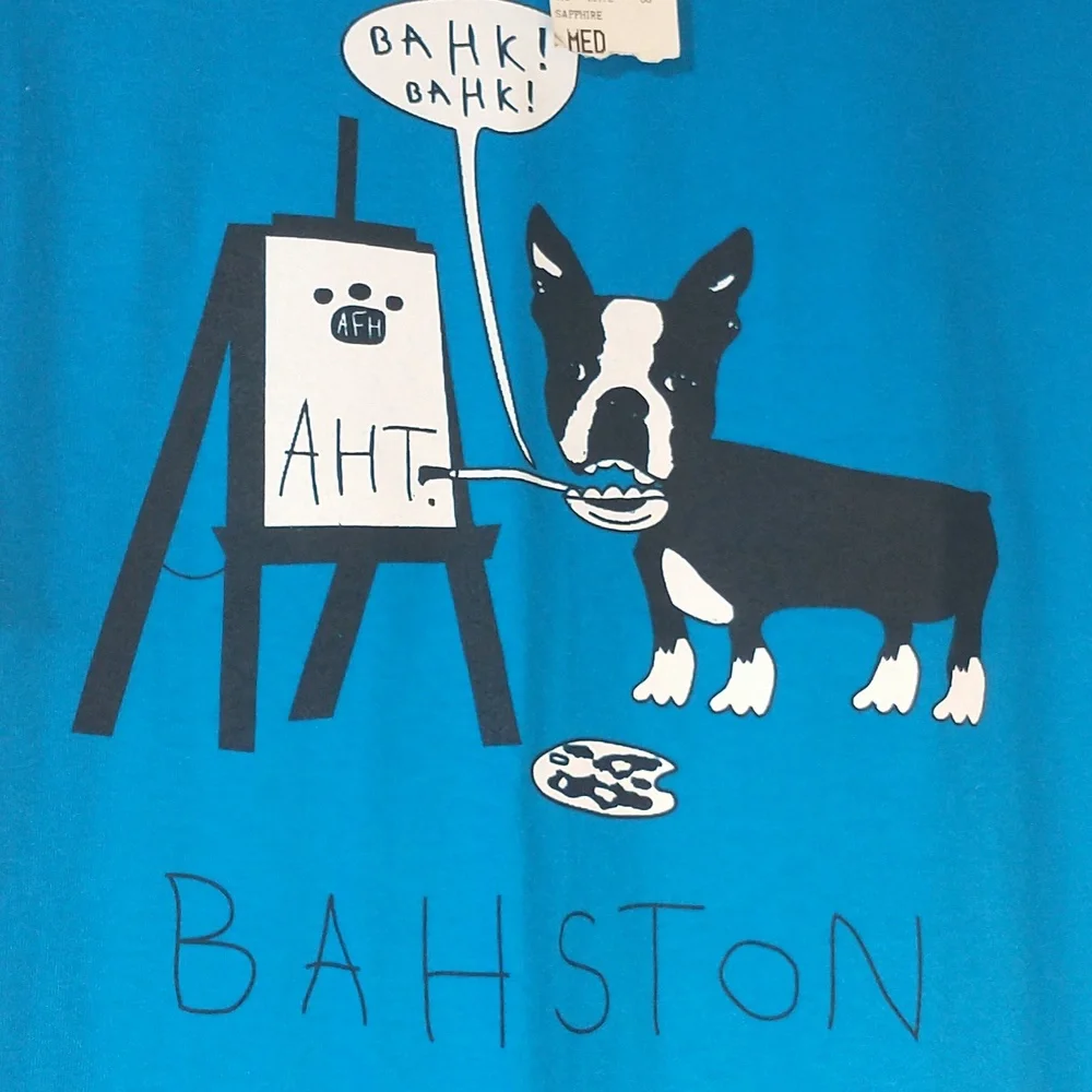 NWT size medium ladies blue Boston terrier short sleeve T-shirt excellent cond. - Picture 2 of 6
